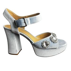 NWOB copper Key Celleste Two Velvet Jewel Light Blue Platform  Sandal Size 9